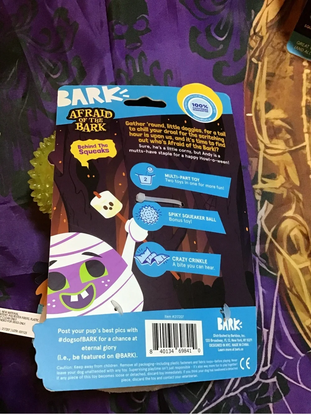Bark Andy corn afraid of the bark plush dog toy-NEW
